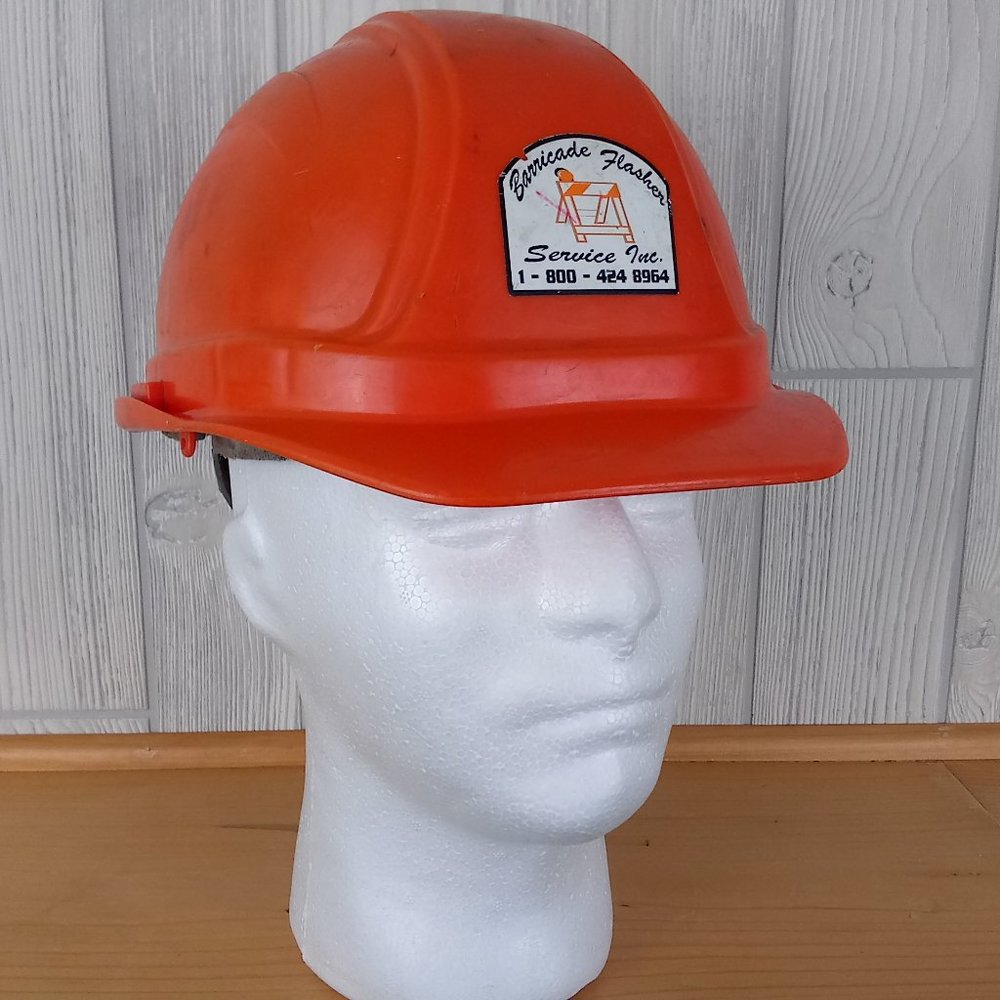 Brimmed Orange Hard Hat, Construction Helmet made by Vulcan, Costume Safety